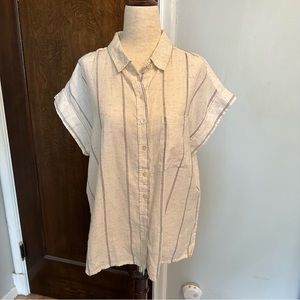 Velvet Heart Marled Cuffed Sleeve Button Down Stitch Detail Shirt